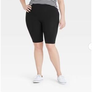 A New Day Womens Seamless Bike Shorts Black High Waisted Cotton Blend 1X NWT
